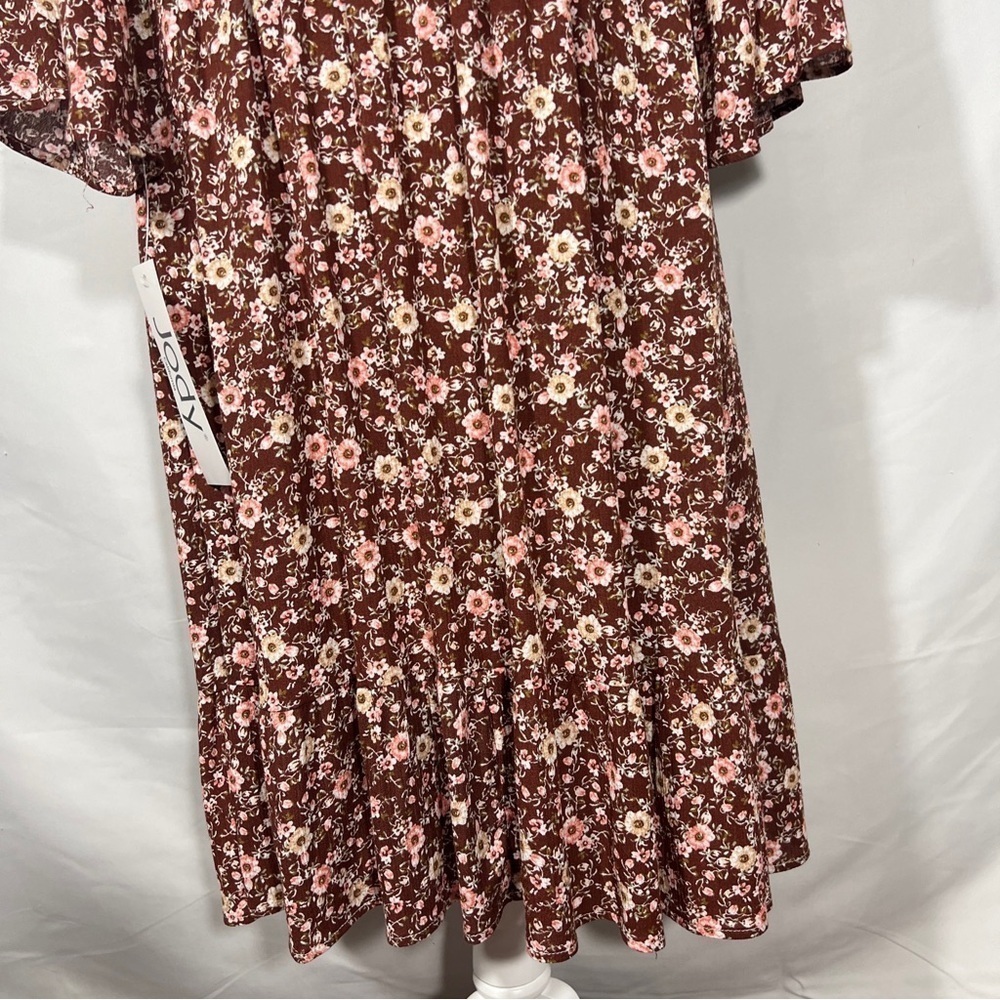 Vintage Jody California Cover Up Flower Print Flare Sleeve Womens Brown Sz L/XL - Picture 7 of 13
